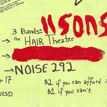 Detail: Hair Theatre/Noise 292/Eleven Sons flyer; Nov. 17, 1983