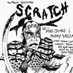 Detail: Marc Rude flyer “Scratch” DJs Mike Jenks/Mickey Williams; My Rich Uncle’s (collection Dawn Hill Waxon)