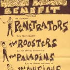 Detail: Hobogue magazine benefit flyer; Penetrators/Roosters/Paladins/Evasions/Tex Reilly; February 19, 1982