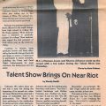 Talent show front page story